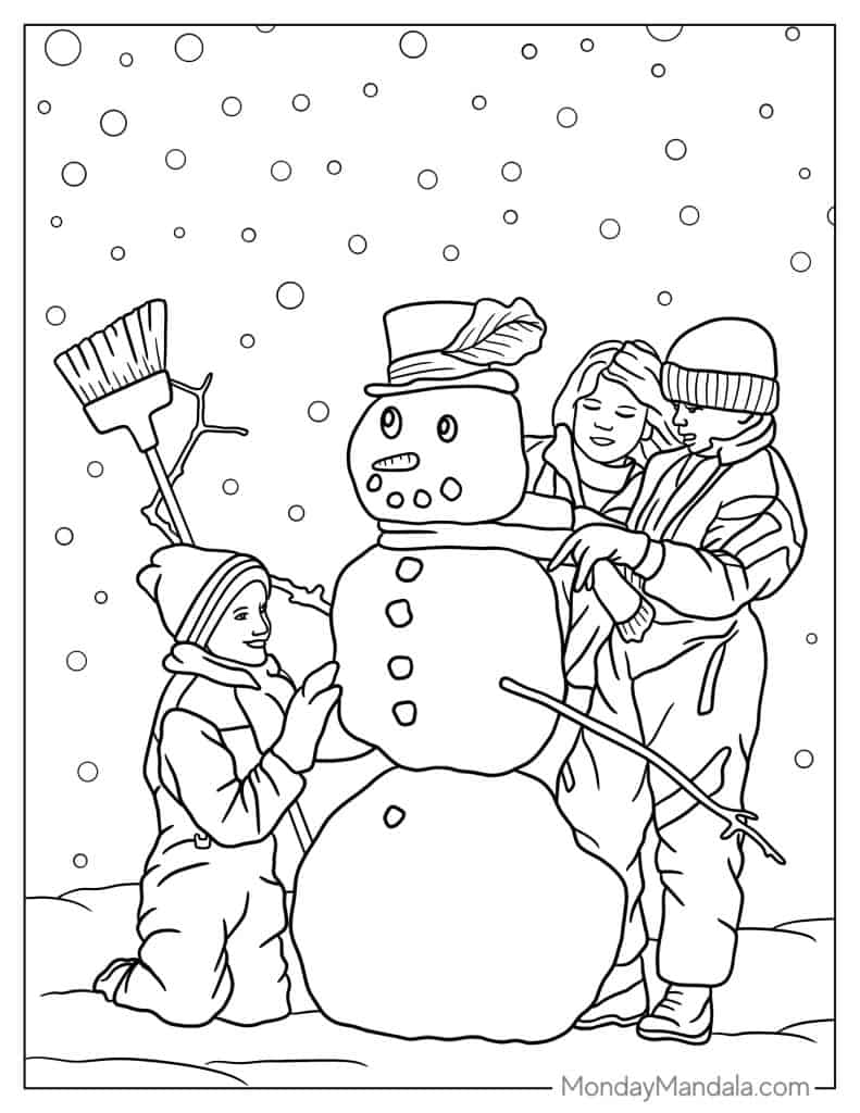 Snowman coloring pages free pdf printables