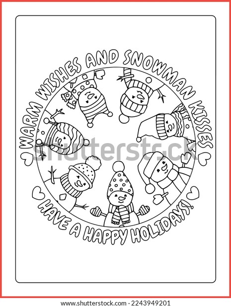 Snowman happy holidays coloring page coloring stock vector royalty free