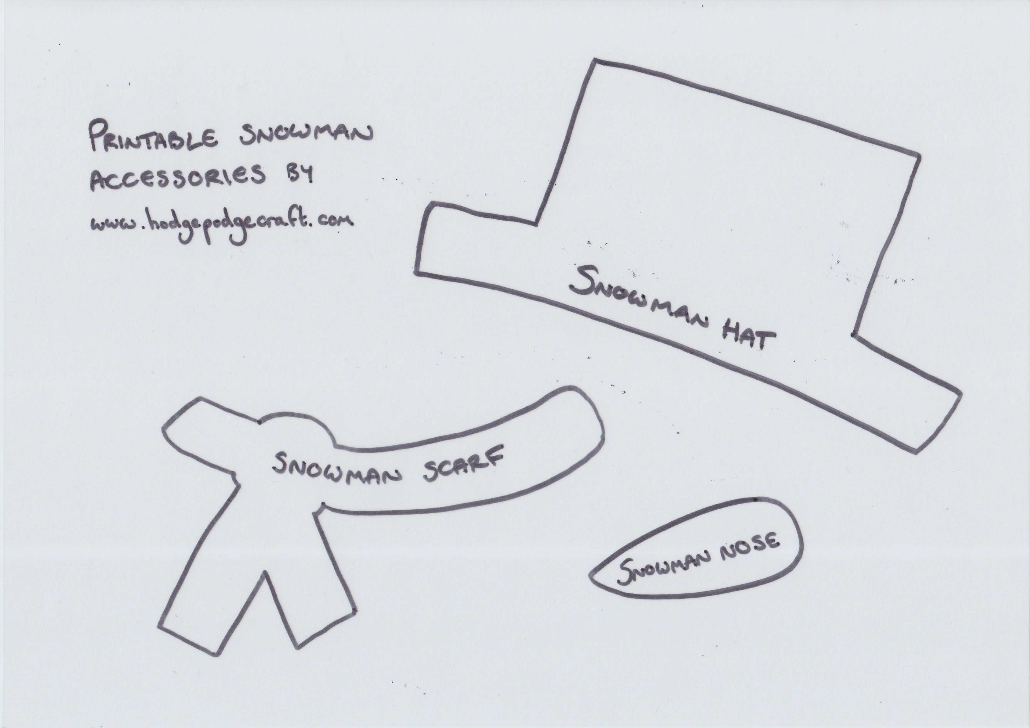 Printable snowman hat template snowman scarf