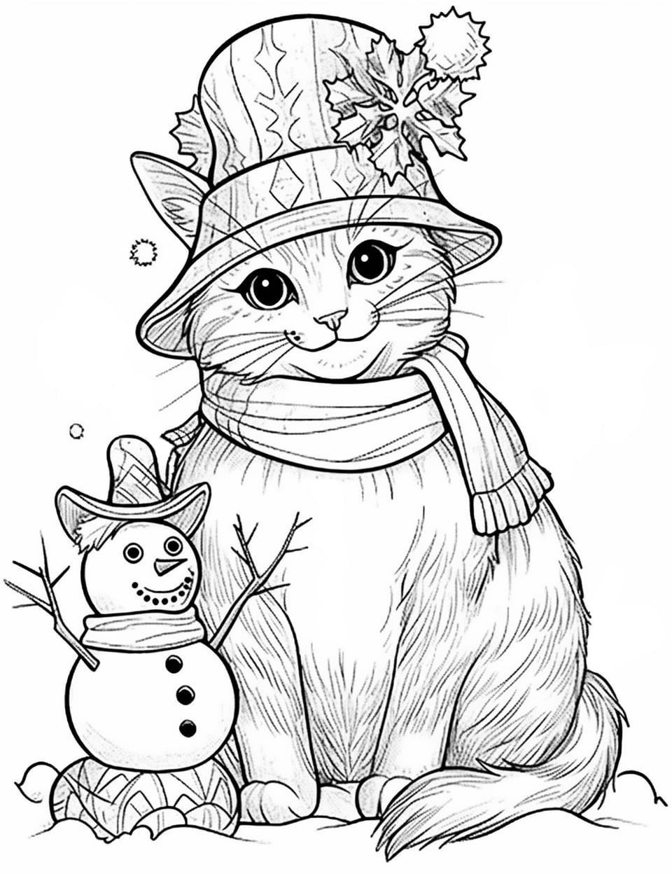 Snowman coloring pages for kids and adults