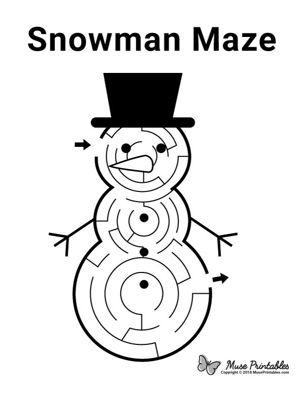 Free printable snowman maze download it at httpsmuseprintablesdownloadmazesnowman winter activities preschool christmas worksheets mazes for kids