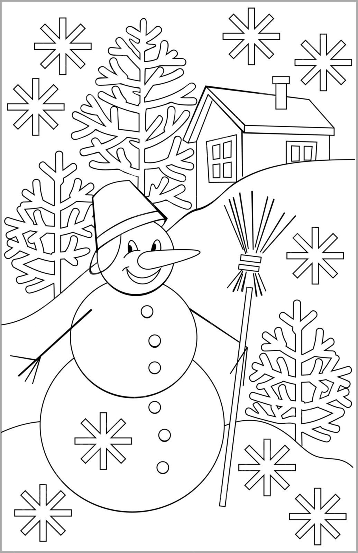 Snowman coloring page for kids study line outline vector study line outline png and vector with transparent background for free download
