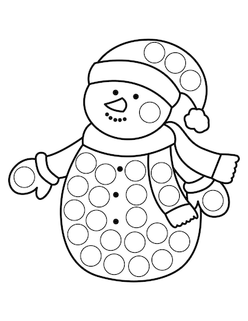 Premium vector dot marker coloring pages do a dot activity snowman outline hand drawing vector