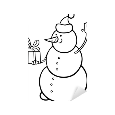 Sticker christmas snowman coloring page
