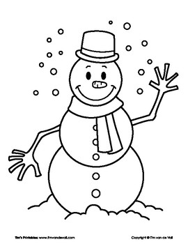 Snowman coloring page by tims printables tpt