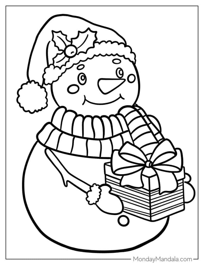 Snowman coloring pages free pdf printables