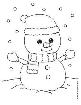 Cartoon snowman coloring page by circle and dot tpt