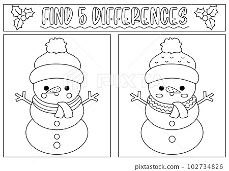 Christmas black and white find differences game