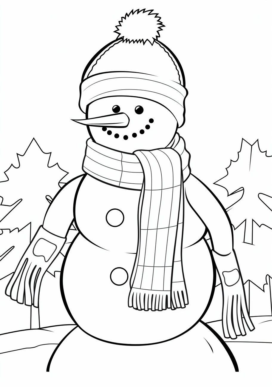 Holiday themed snowman coloring s