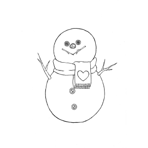 Snowman with scarf coloring page