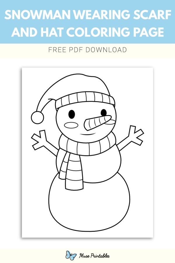 Free snowman wearing scarf and hat coloring page coloring pages cool coloring pages cute snowman