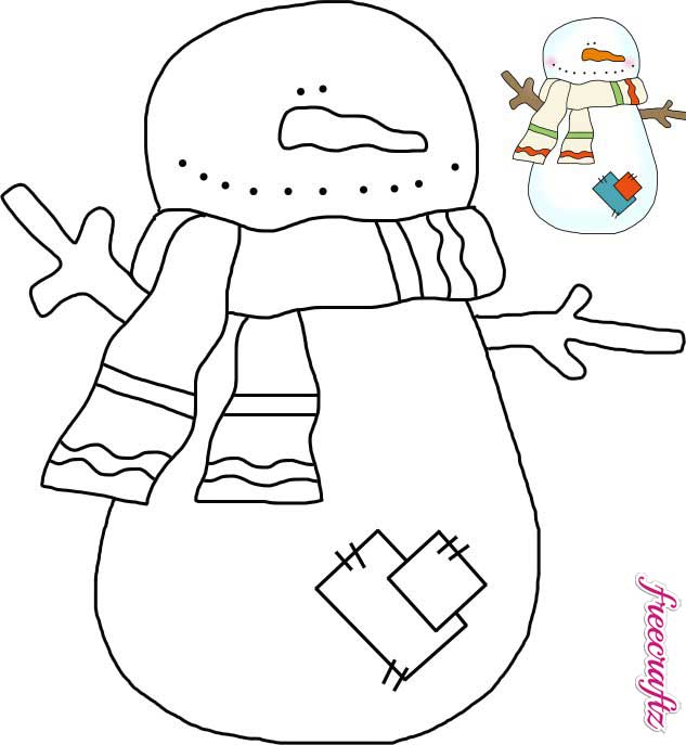 Snowman template with a scarf and patches