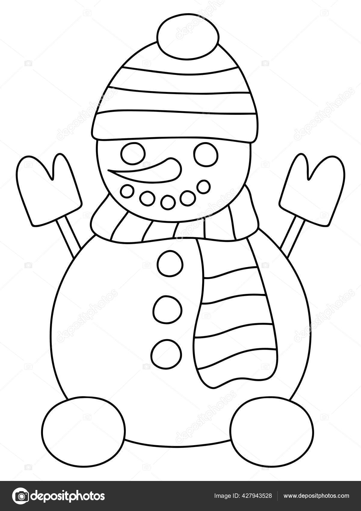 Smiling snowman coloring page kids adults vector cute little snowman stock vector by funfishyandexru