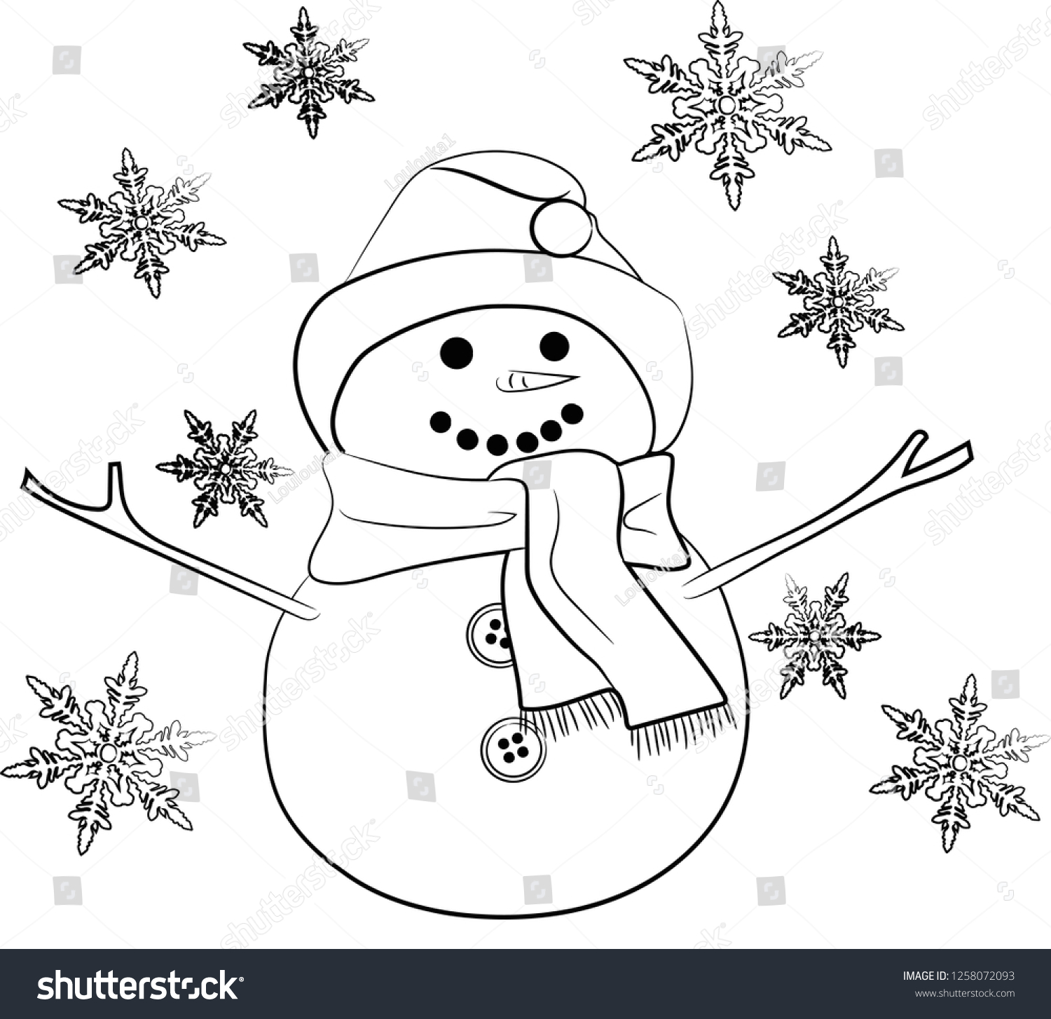 Cute christmas snowman coloring pages stock illustration