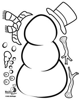 Single page snowman cut and color buildable by mrs bs classroom creations