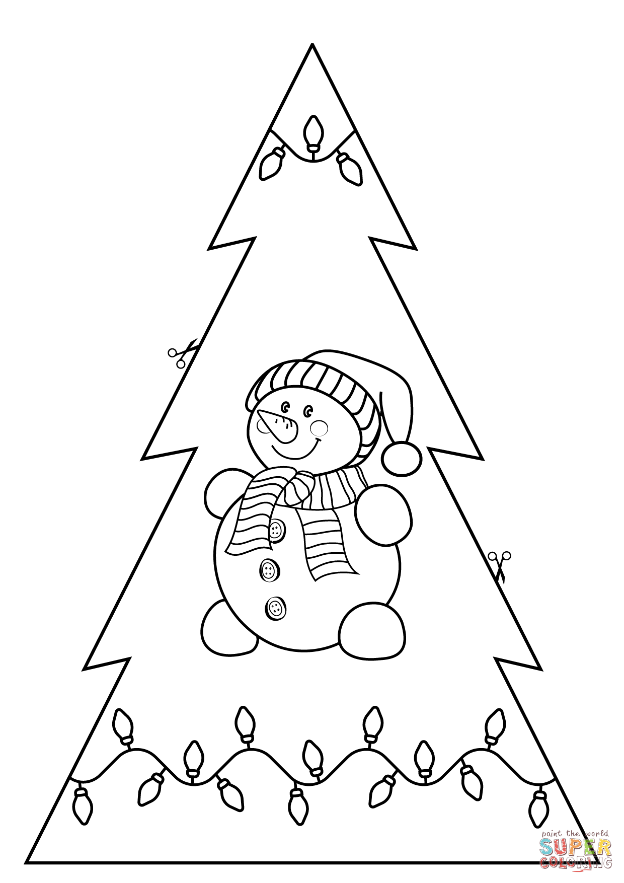 Christmas tree for cut out coloring page free printable coloring pages