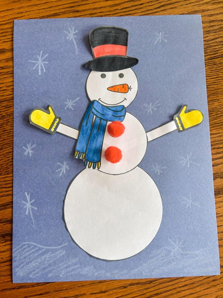 Build a snowman craft with free printable template