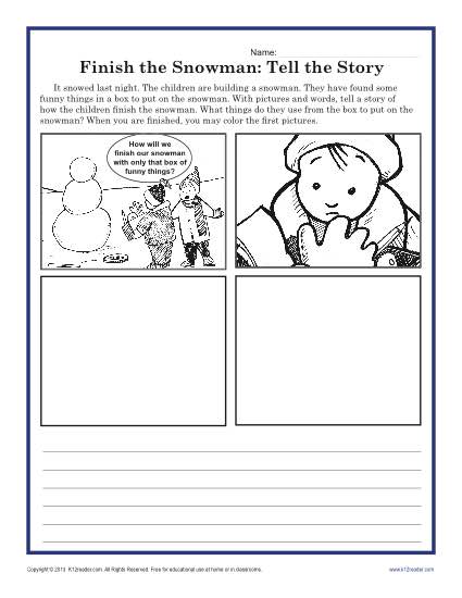 Finish the snowman creative writing prompt for kindergarten