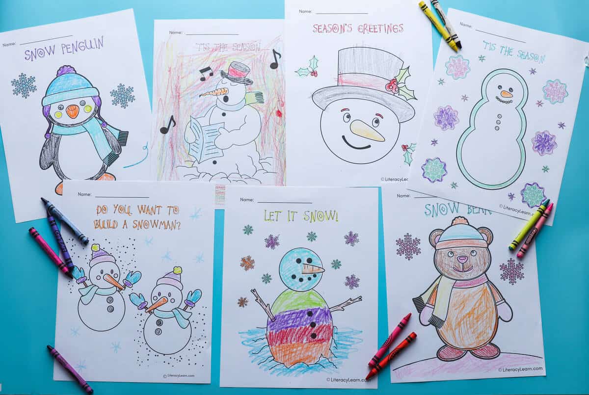 Snowman coloring sheets