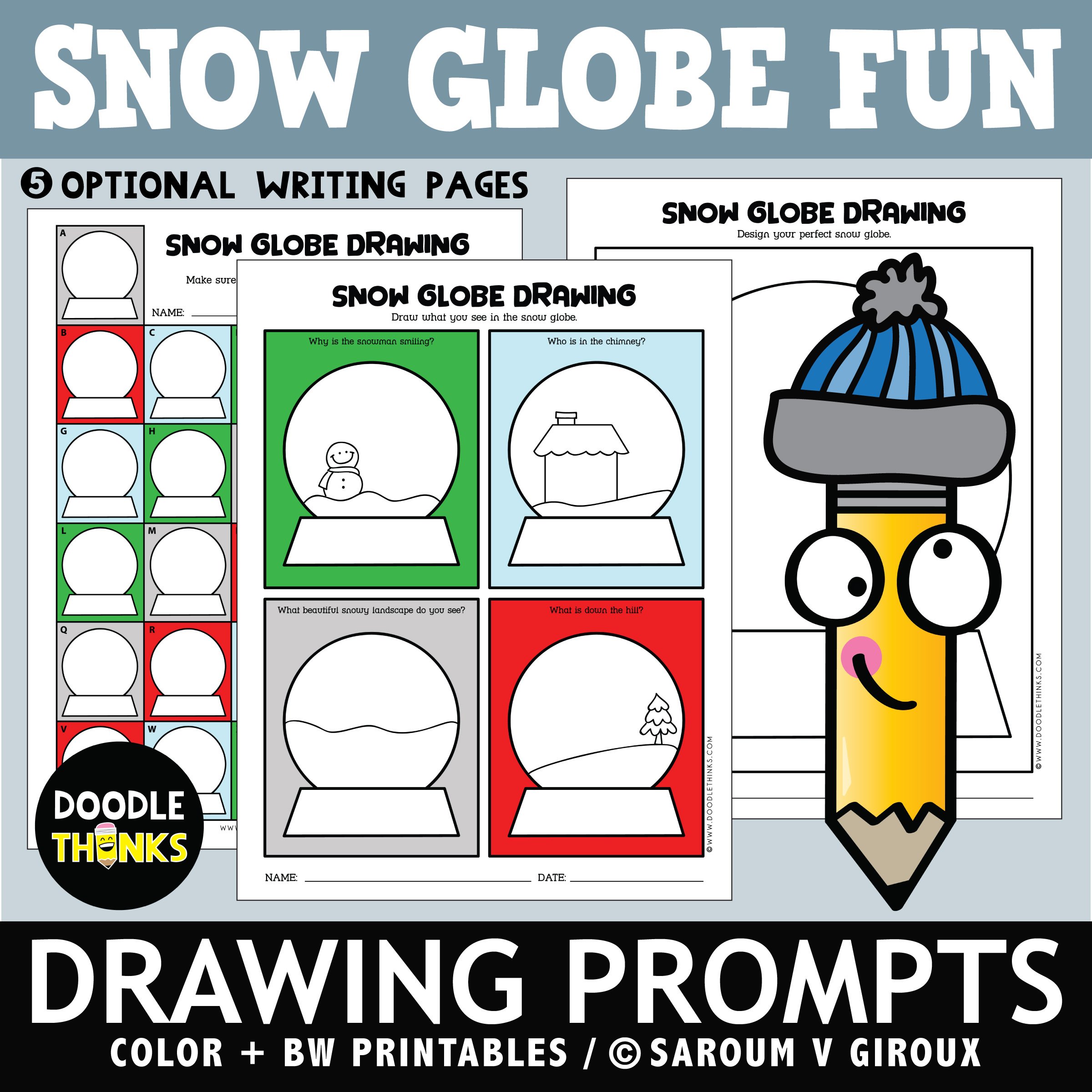 Snow globe drawing prompts