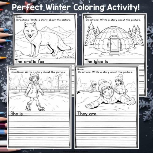Winter writing prompts winter picture writing prompts with sentence starters made by teachers