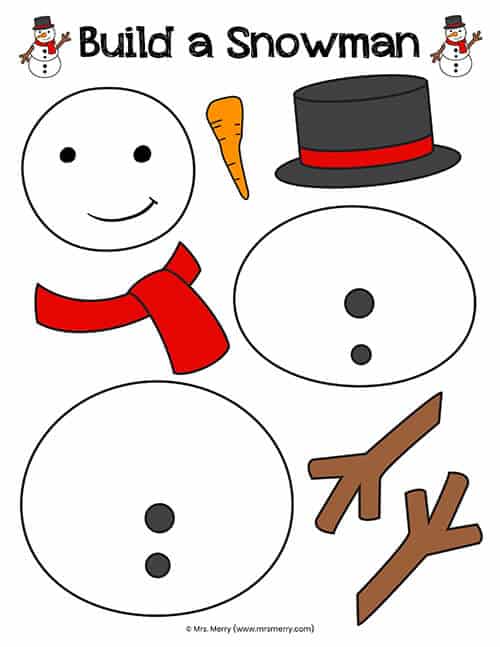 Build a snowman free printable activity mrs merry