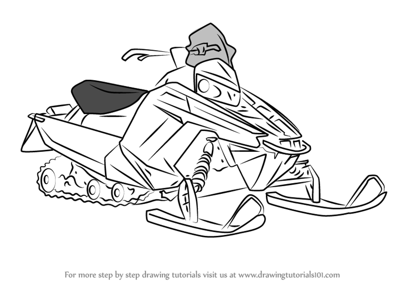 How to draw a snowmobile other step by step