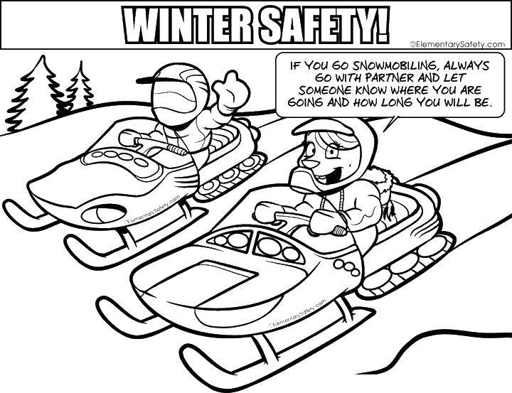 Online coloring pages coloring page winter safety snowmobile coloring download print coloring page