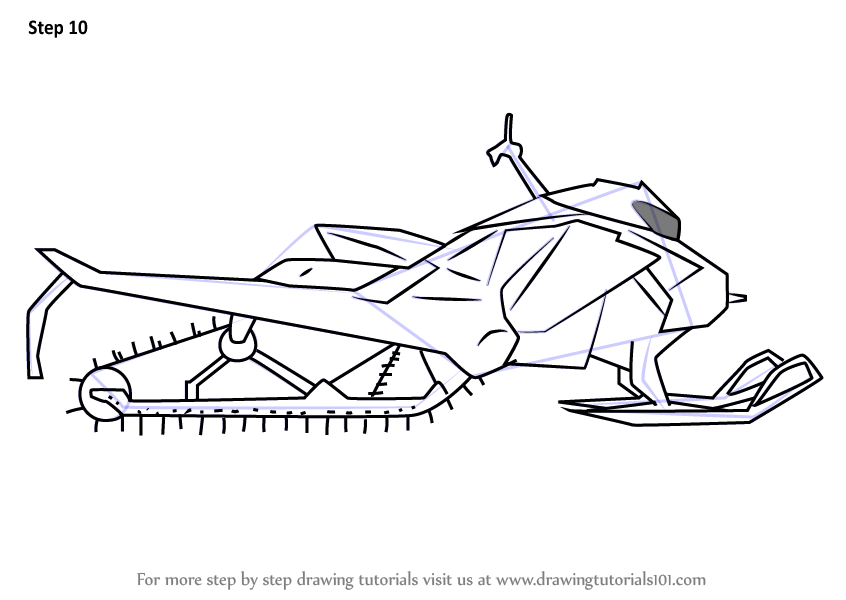 How to draw a simple snowmobile other step by step