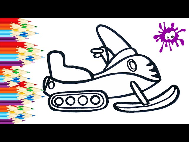 How to draw a snowobile cartoon coloring book for kids learn to draw