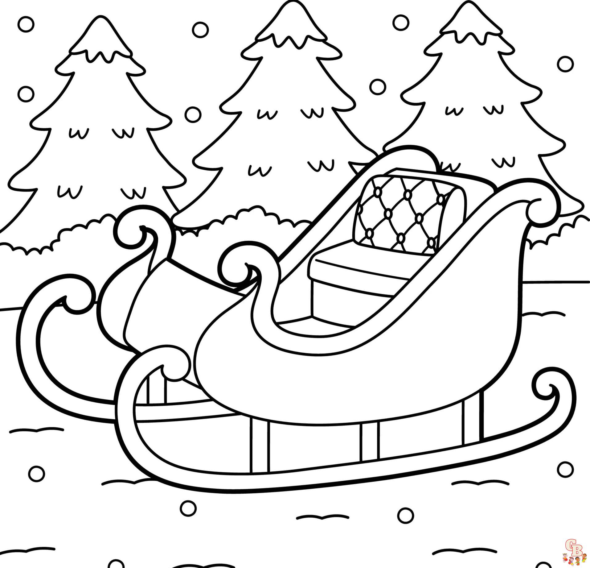 Printable sled coloring pages free for kids and adults
