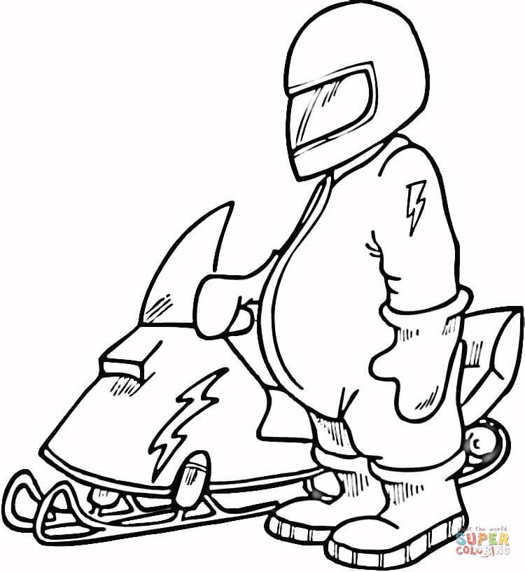 Snowmobile driver coloring page free printable coloring pages
