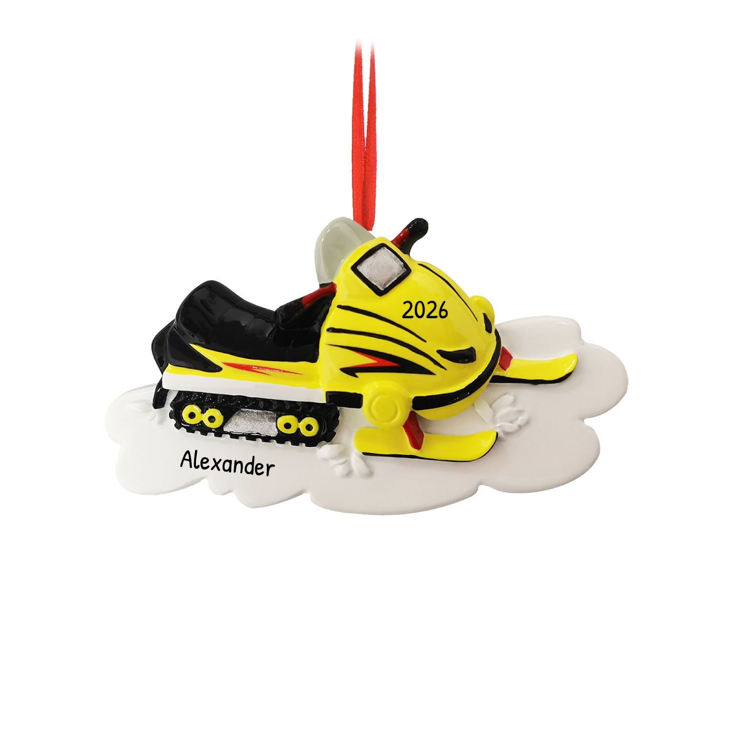 Personalized snowmobile ornaments ski doo ornament christmas sled ornaments yellow snowmobile ornament custom snow mobile ornaments