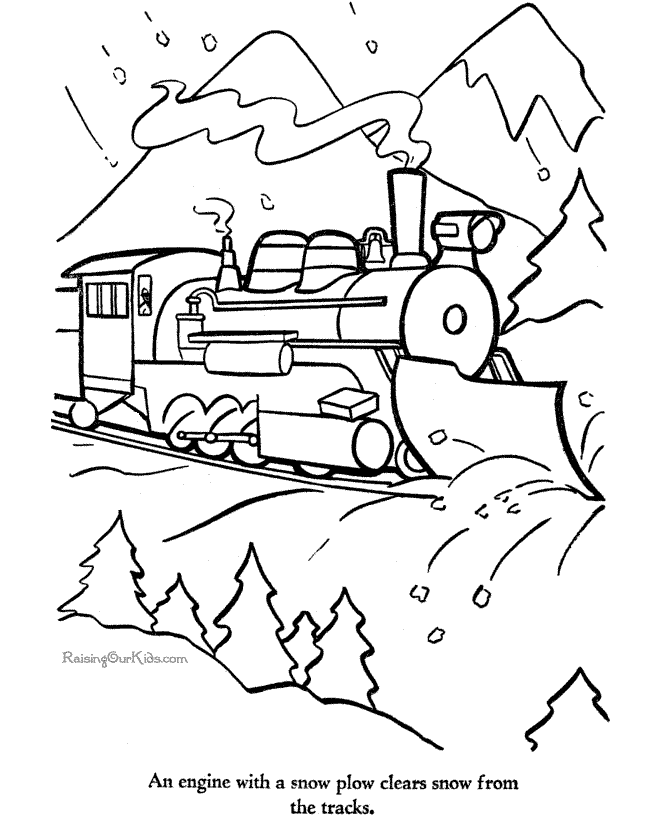 Train coloring page snow plow train