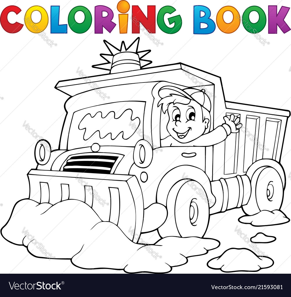 Coloring book snow plough royalty free vector image