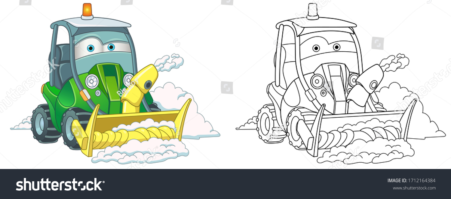 Cute snow plow truck coloring page stock vector royalty free