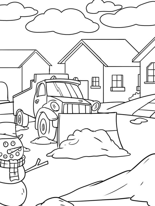 Snow plow coloring page
