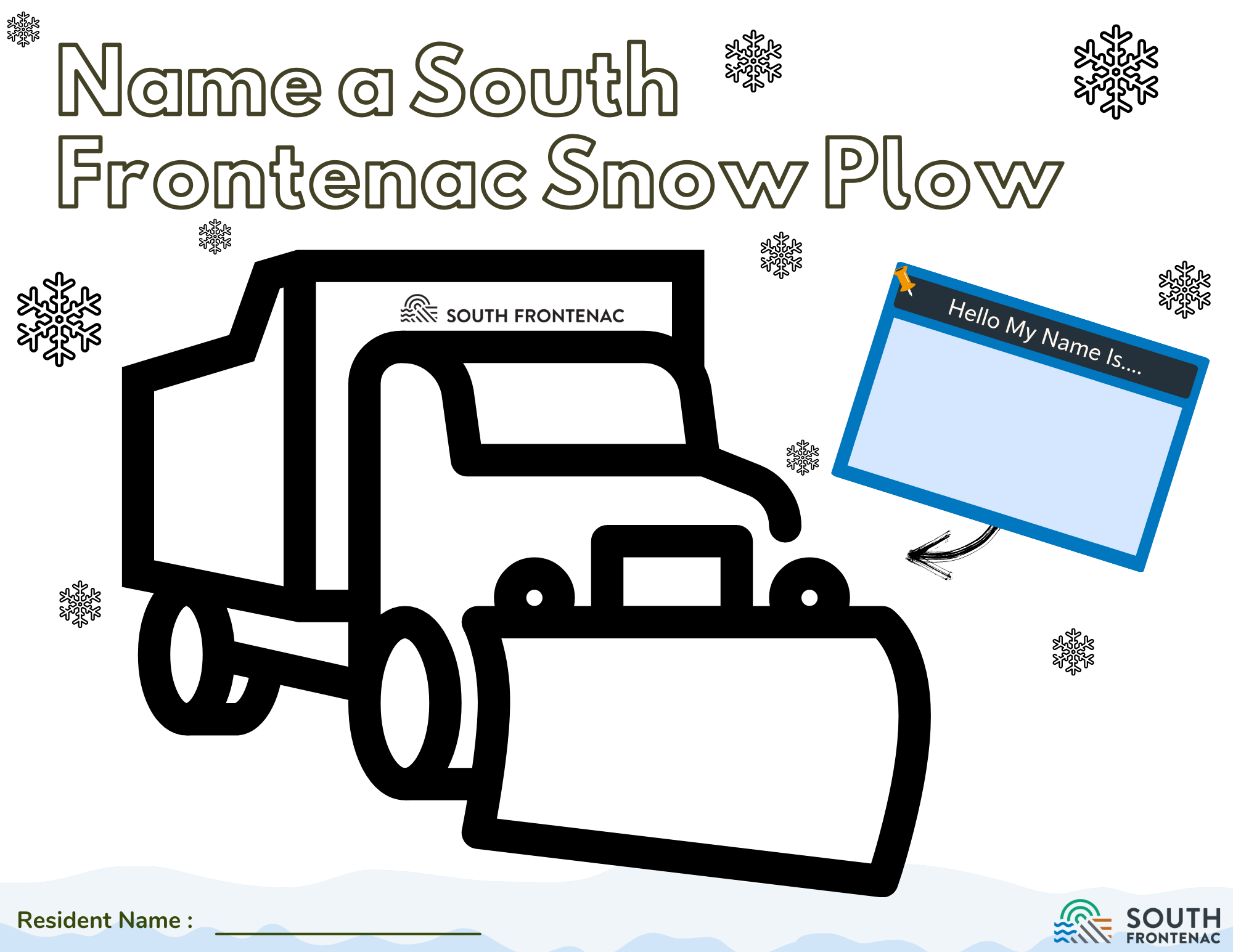 Name the south frontenac snow plow colouring sheets south frontenac snow plow naming contest