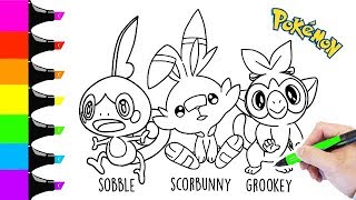 Pokãmon shield and sword starters coloring book pages for kids speed coloring