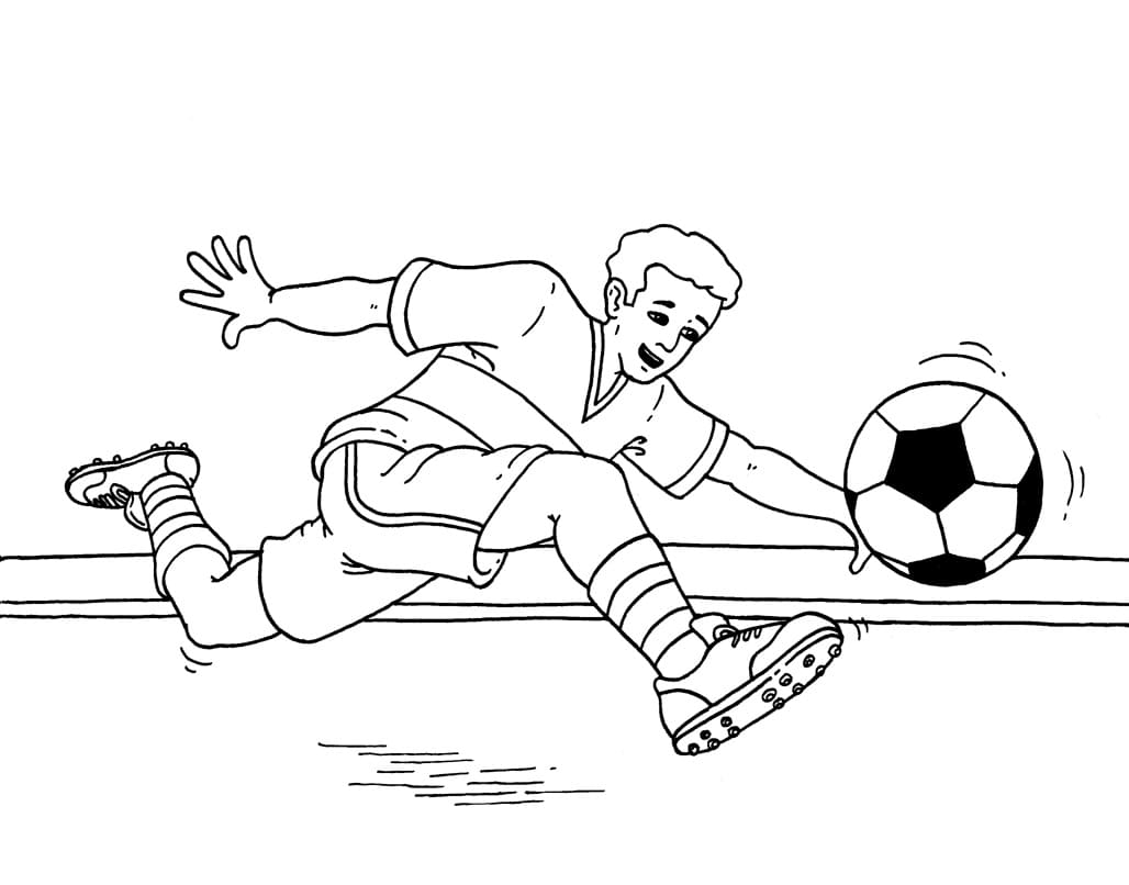 Playing football coloring page