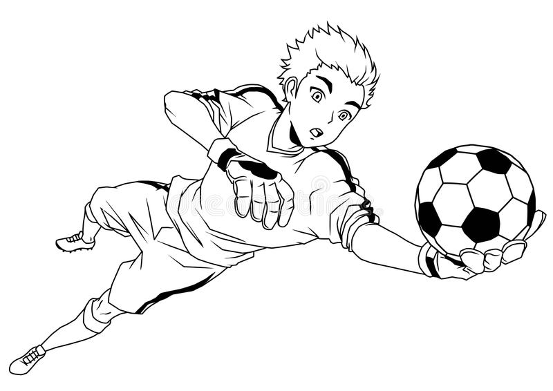 Coloring pages soccer goalkeeper catches the ball coloring page