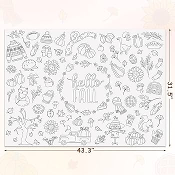 Fall coloring poster x inches giant drawing poster for boys girls dispoble coloring sheet dining tablecloth toddler paper painting mats hello fall pumpkin football mushroom jumbo coloring paper buy online at