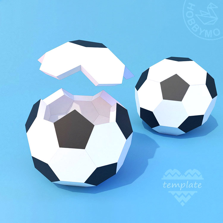 Soccer ball box d papercraft template
