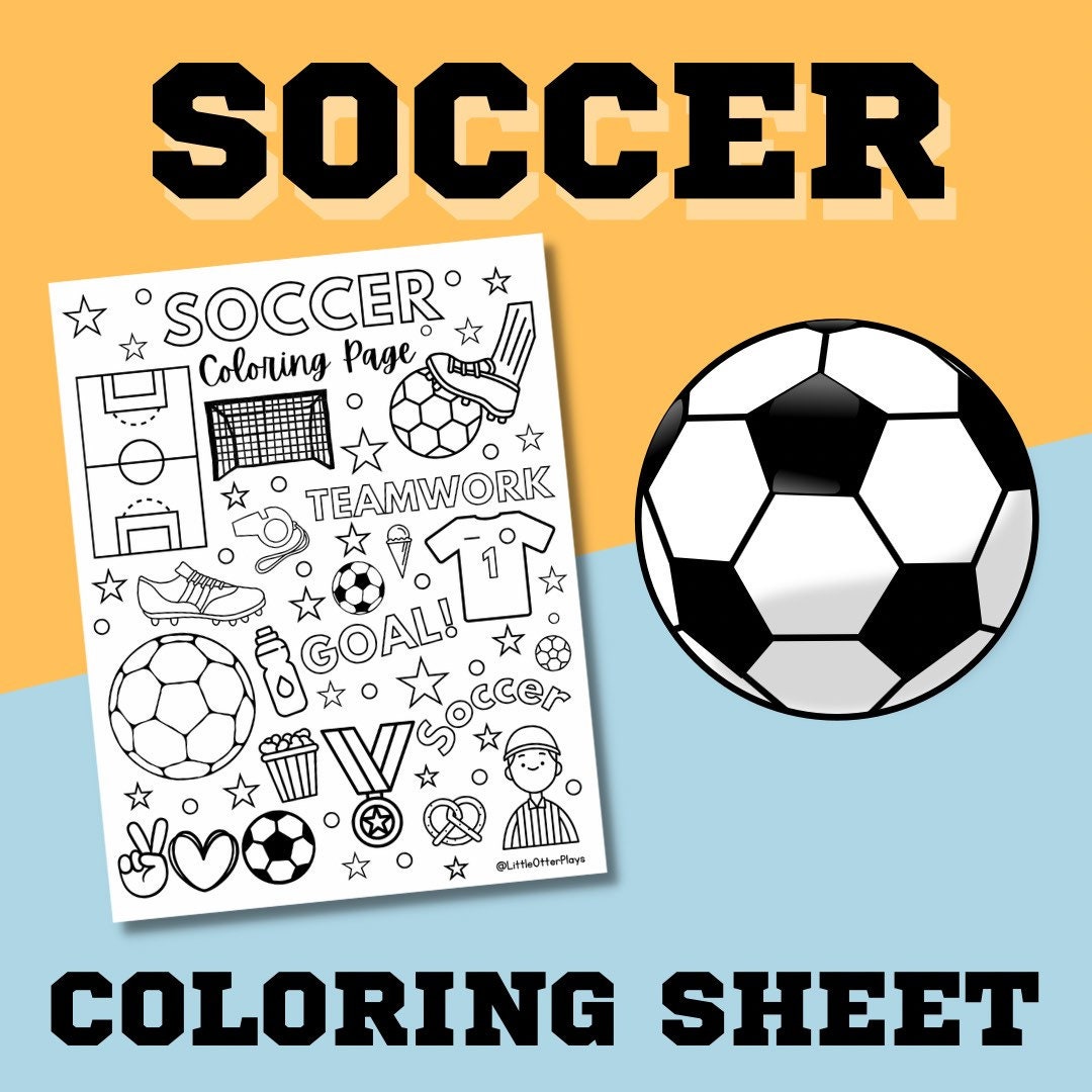 Soccer coloring sheet sports coloring sheet coloring page for kids sports activity for kids pdf file printable coloring sheet download now