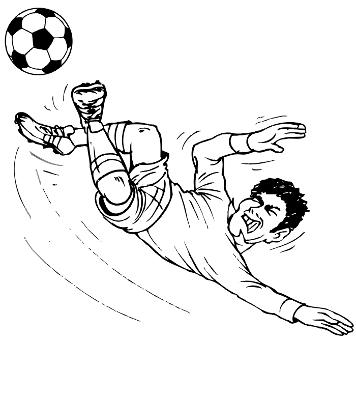 Soccer coloring page high kick