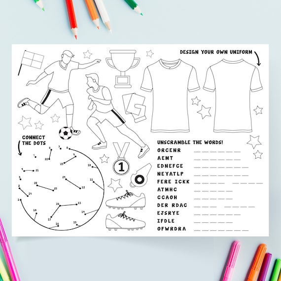 Soccer coloring page soccer activity page digital printable sports coloring page for kids download now