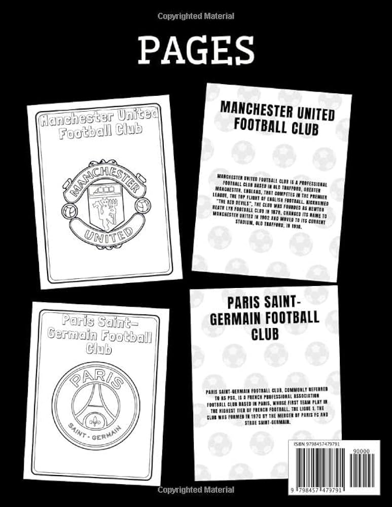 Soccer clubs europe loring book soccer team logos to lor fantastic gift or present for any soccer fan for kids and adults matte ver x in pages chimp