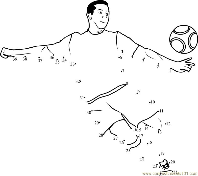 Soccer kick dot to dot printable worksheet
