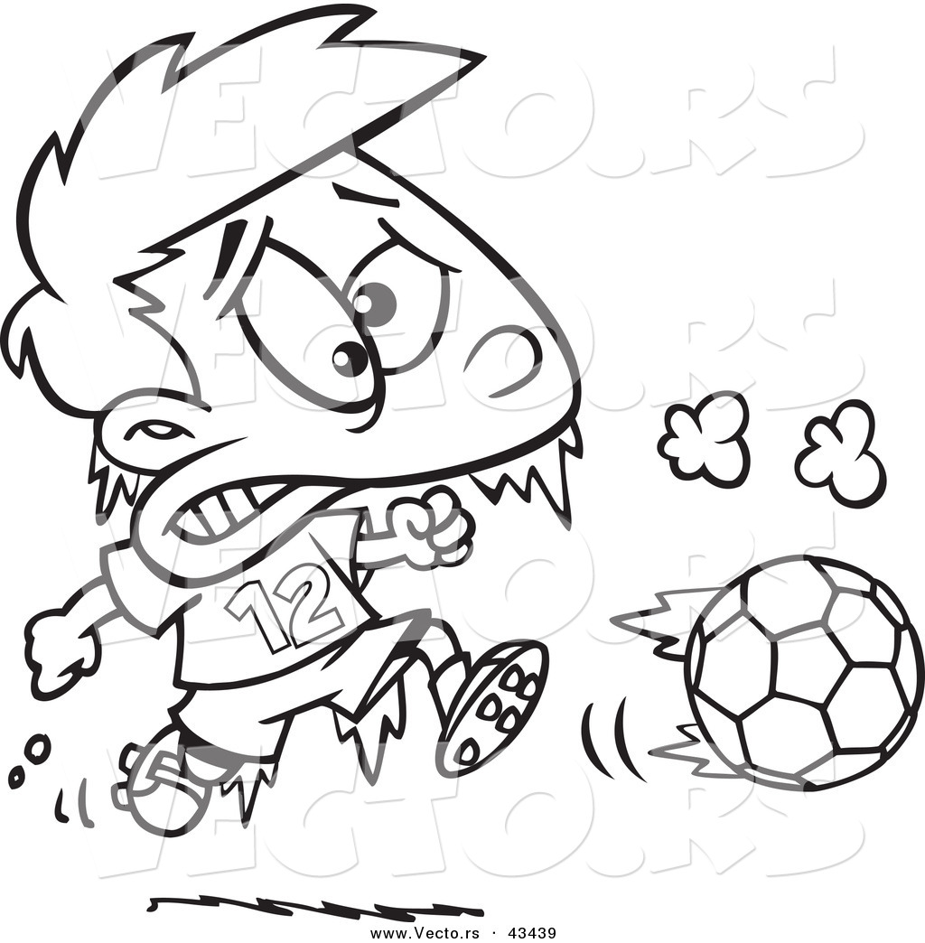 R of a frozen cartoon boy playing soccer