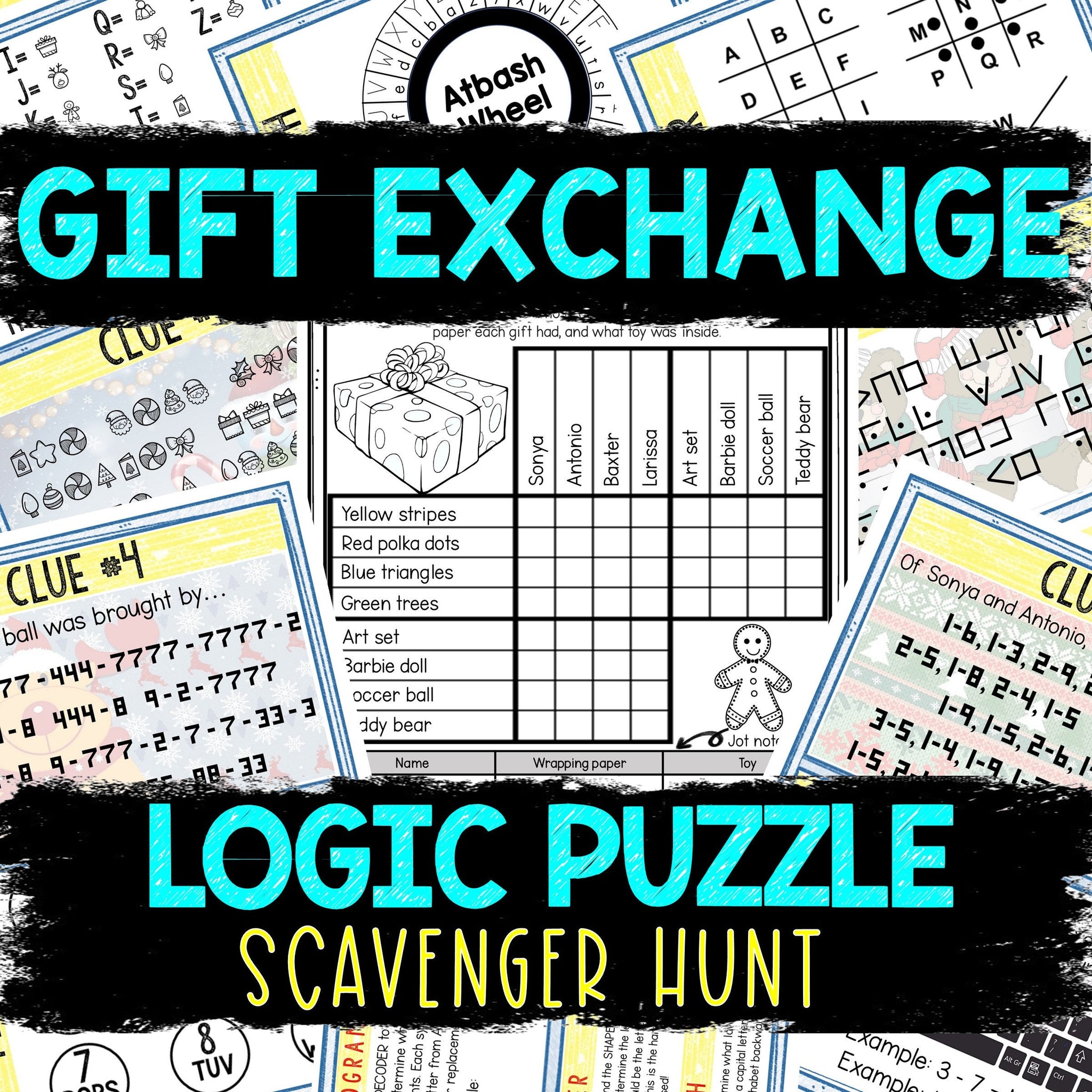 Christmas logic puzzle scavenger hunt game for kids